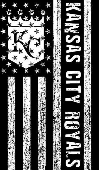 Kansas City Royals Black And White American Flag logo iron on paper